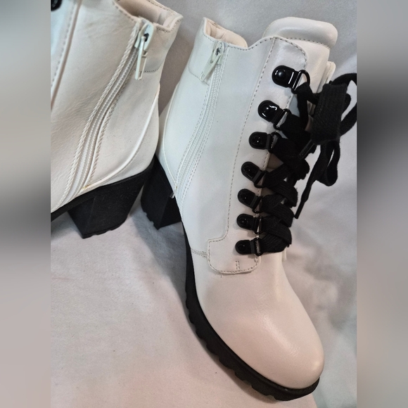 MIA White and Black Lace-Up Combat Boots - Picture 5 of 14